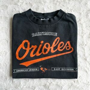 Vintage Baltimore Orioles Shirt Tee Youth Large Black Y2K Bird Logo Baseball MLB